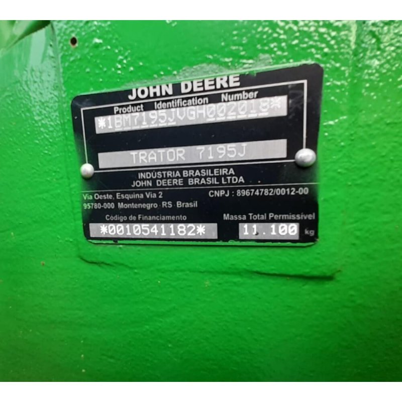 Trator JOHN DEERE 7195J FILIPADO Ano 2017